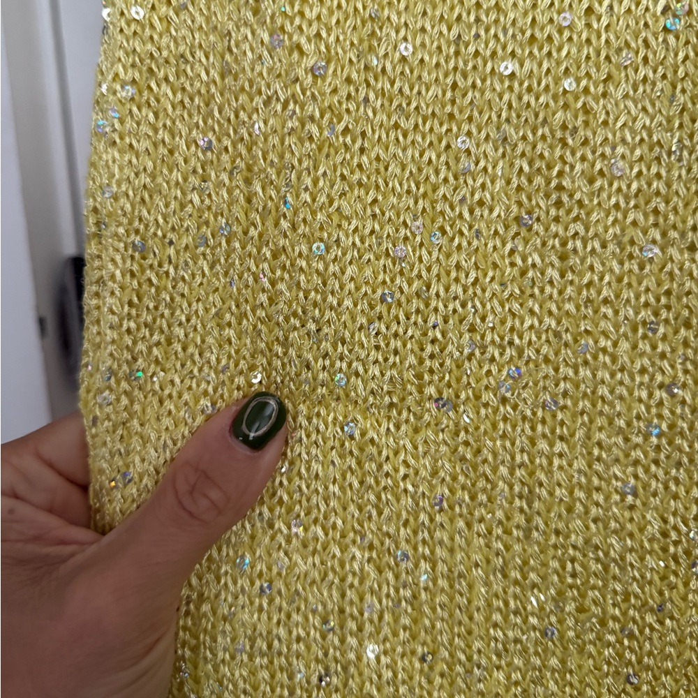 Asta Resort Natalia Sequin Knit Dress Chartreuse Yellow NEW with tags - Picture 8 of 14